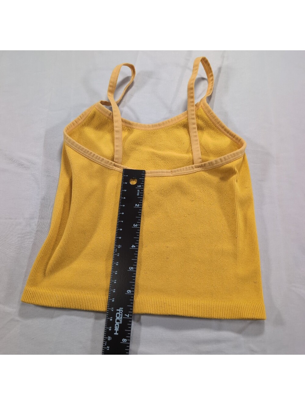 Yellow Ribbed Knit Spaghetti Strap Tank Top - Picture 3 of 5